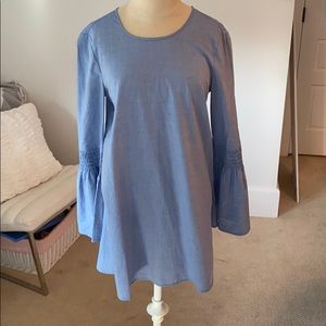 BCBG chambray light blue long sleeve dress